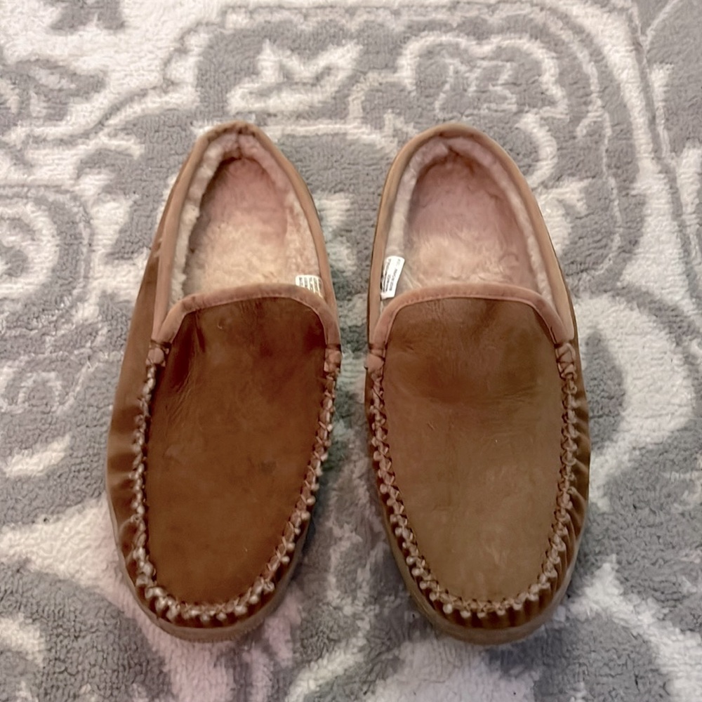 Men’s slippers SIZE 15 4E Wide Brown Faux leather faux fur lined slippers
